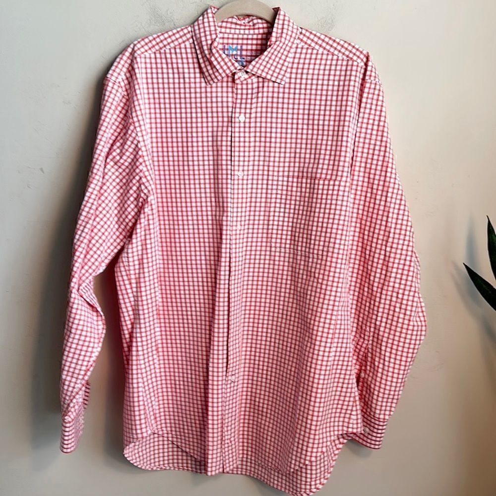 J. McLaughlin Checkered Mens Button Front Shirt L